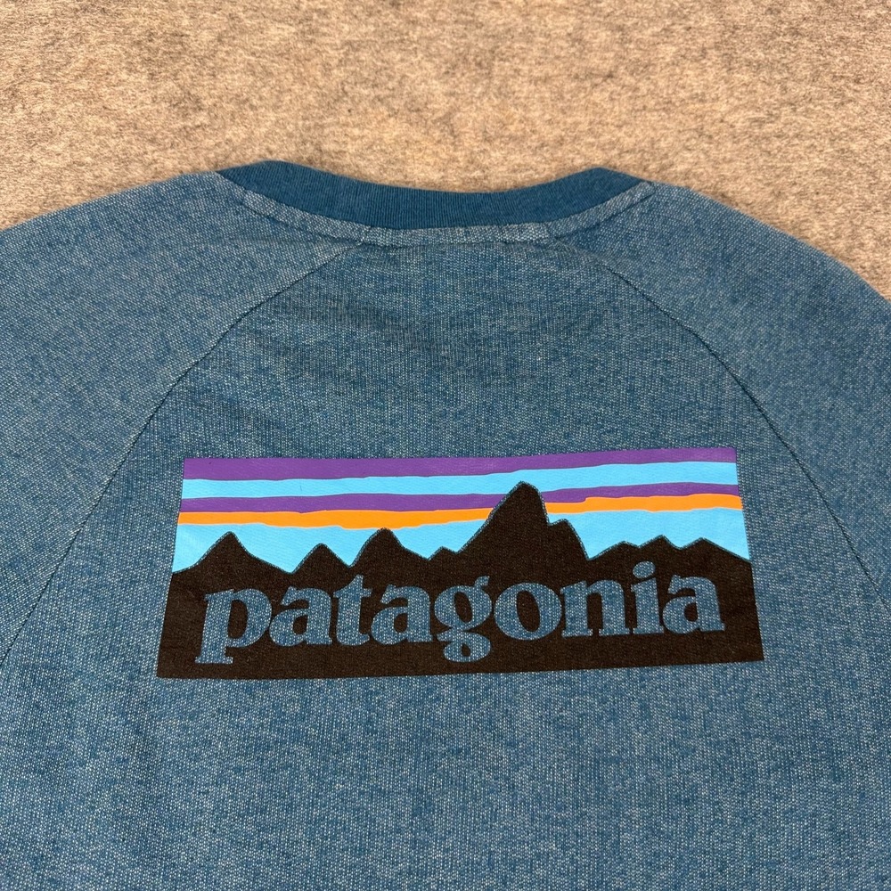 Patagonia P-6 Logo Sweatshirt Long Sleeve Organic Cotton Blue Mens XS - Picture 8 of 11
